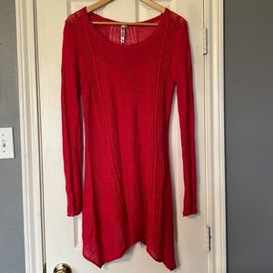 Monoreno Red sweater dress with red lining.